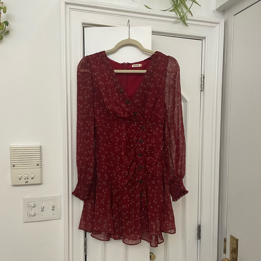 Printed Red Mini Dress